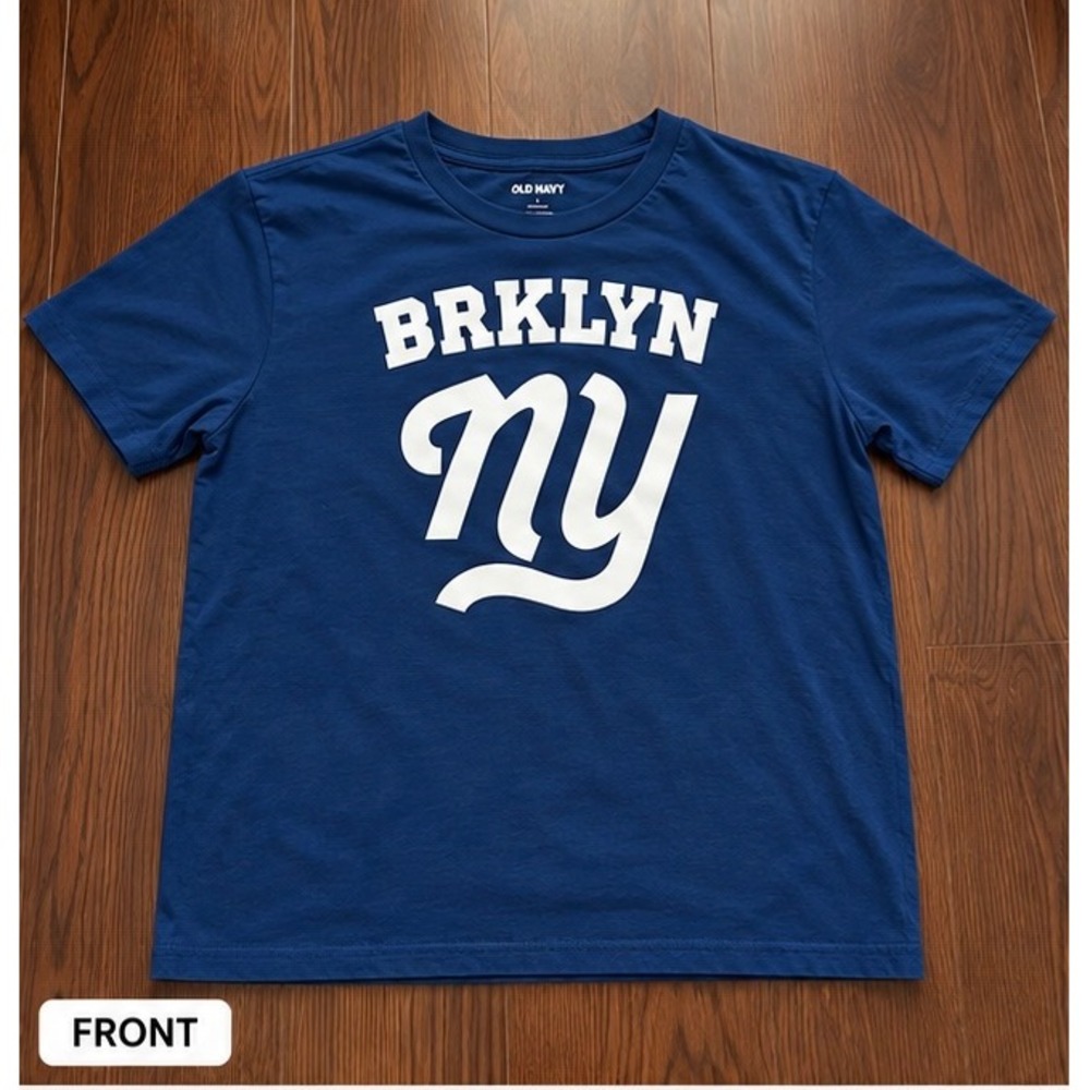 Old Navy Mens Large L Brooklyn NY BRKLYN Graphic T-Shirt Navy Blue Soft-Washed